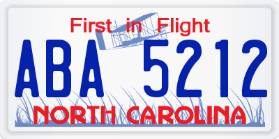 NC license plate ABA5212