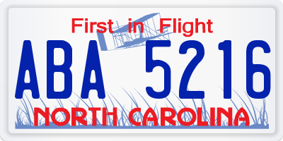 NC license plate ABA5216