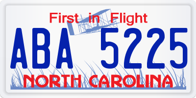 NC license plate ABA5225