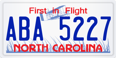 NC license plate ABA5227