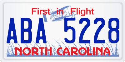 NC license plate ABA5228