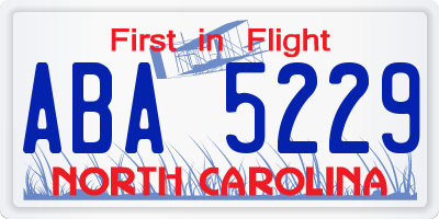 NC license plate ABA5229