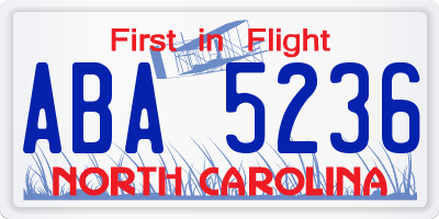NC license plate ABA5236