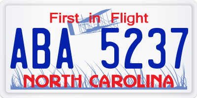NC license plate ABA5237