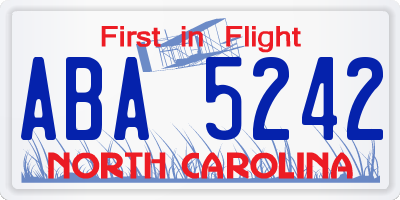 NC license plate ABA5242