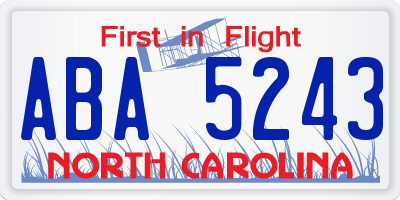 NC license plate ABA5243