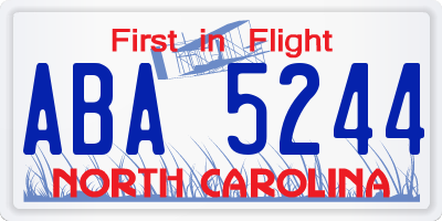 NC license plate ABA5244