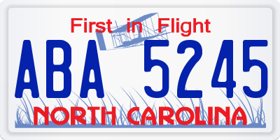 NC license plate ABA5245