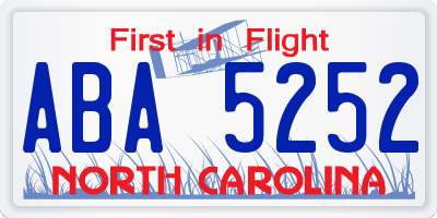 NC license plate ABA5252