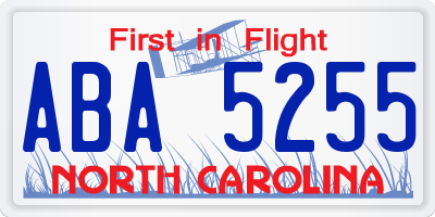 NC license plate ABA5255
