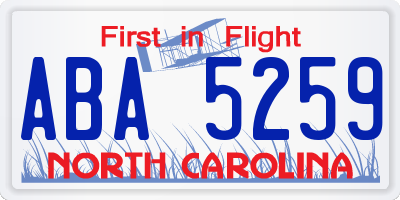 NC license plate ABA5259