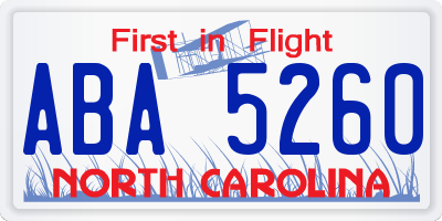 NC license plate ABA5260