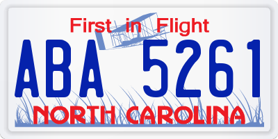 NC license plate ABA5261