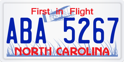 NC license plate ABA5267