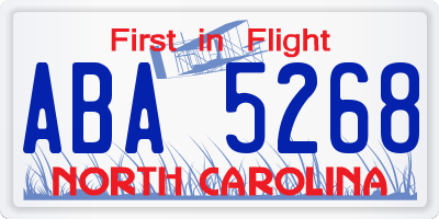 NC license plate ABA5268