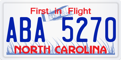 NC license plate ABA5270