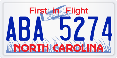 NC license plate ABA5274