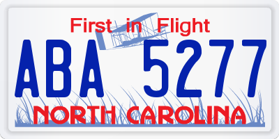 NC license plate ABA5277