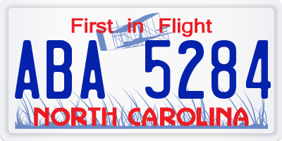NC license plate ABA5284