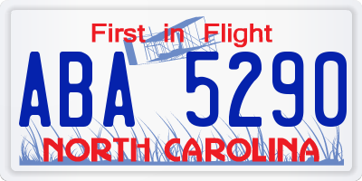 NC license plate ABA5290