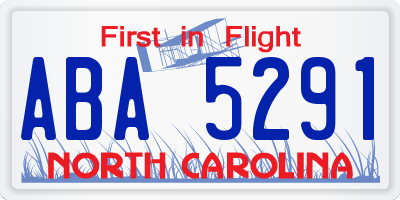NC license plate ABA5291