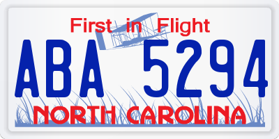 NC license plate ABA5294
