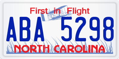 NC license plate ABA5298