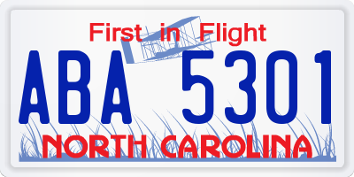 NC license plate ABA5301