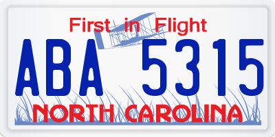 NC license plate ABA5315