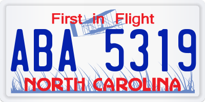 NC license plate ABA5319