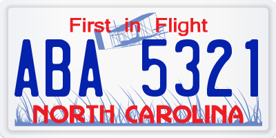 NC license plate ABA5321