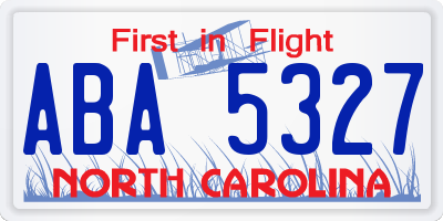 NC license plate ABA5327