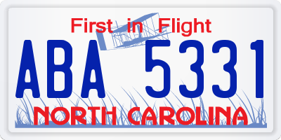 NC license plate ABA5331