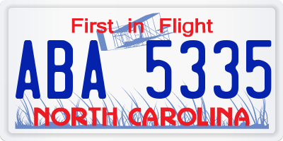 NC license plate ABA5335