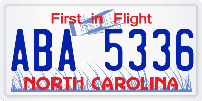 NC license plate ABA5336