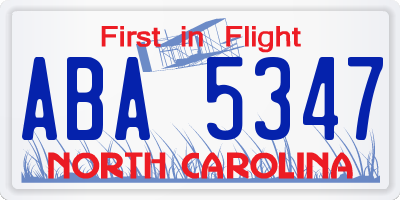 NC license plate ABA5347