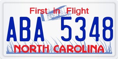 NC license plate ABA5348