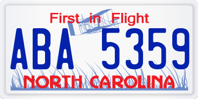 NC license plate ABA5359