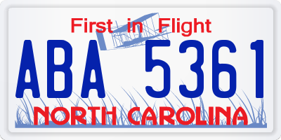 NC license plate ABA5361