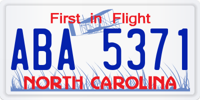 NC license plate ABA5371