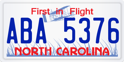 NC license plate ABA5376