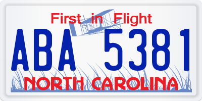 NC license plate ABA5381