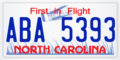 NC license plate ABA5393