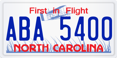 NC license plate ABA5400