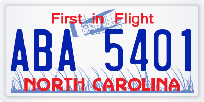 NC license plate ABA5401