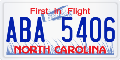 NC license plate ABA5406