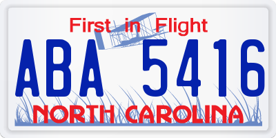 NC license plate ABA5416