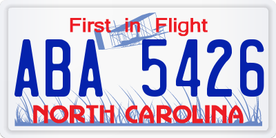 NC license plate ABA5426