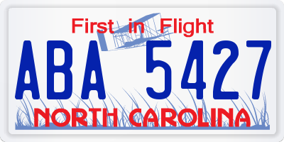 NC license plate ABA5427