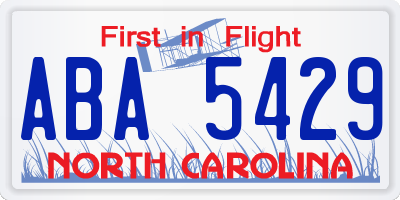 NC license plate ABA5429